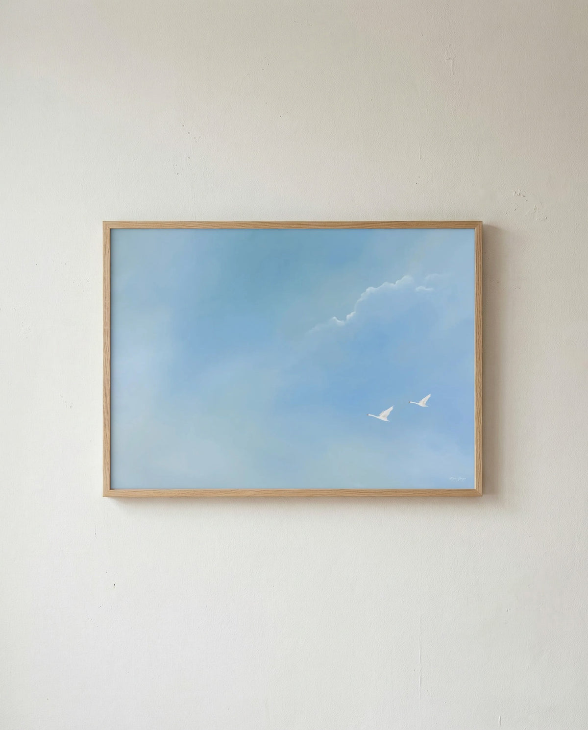 September Sky kunsttryk i egetræsramme på væg